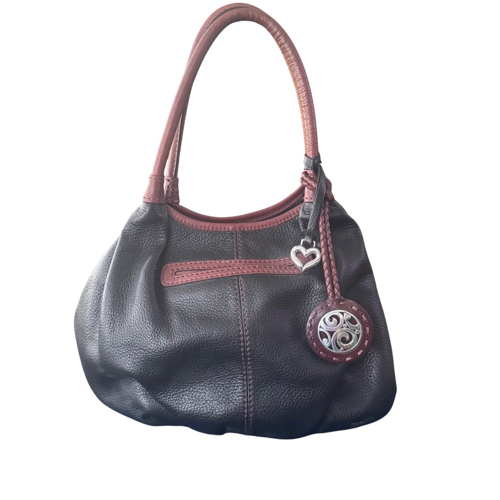Brighton Tatum London groove Black Pebbled Slouchy Leather HOBO Shoulder Bag EUC - Picture 2 of 14